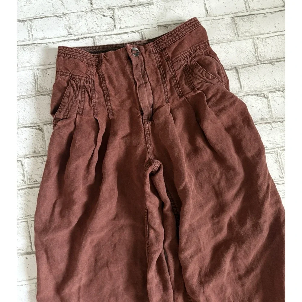 FREE PEOPLE WOMEN'S Rust Burgundy CARGO BALLOON PANTS size 0 - Picture 2 of 6